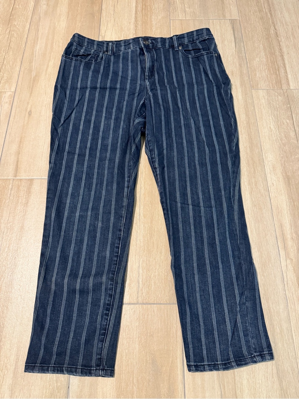 Style & Co. Navy Pinstripe Straight-Leg Jeans